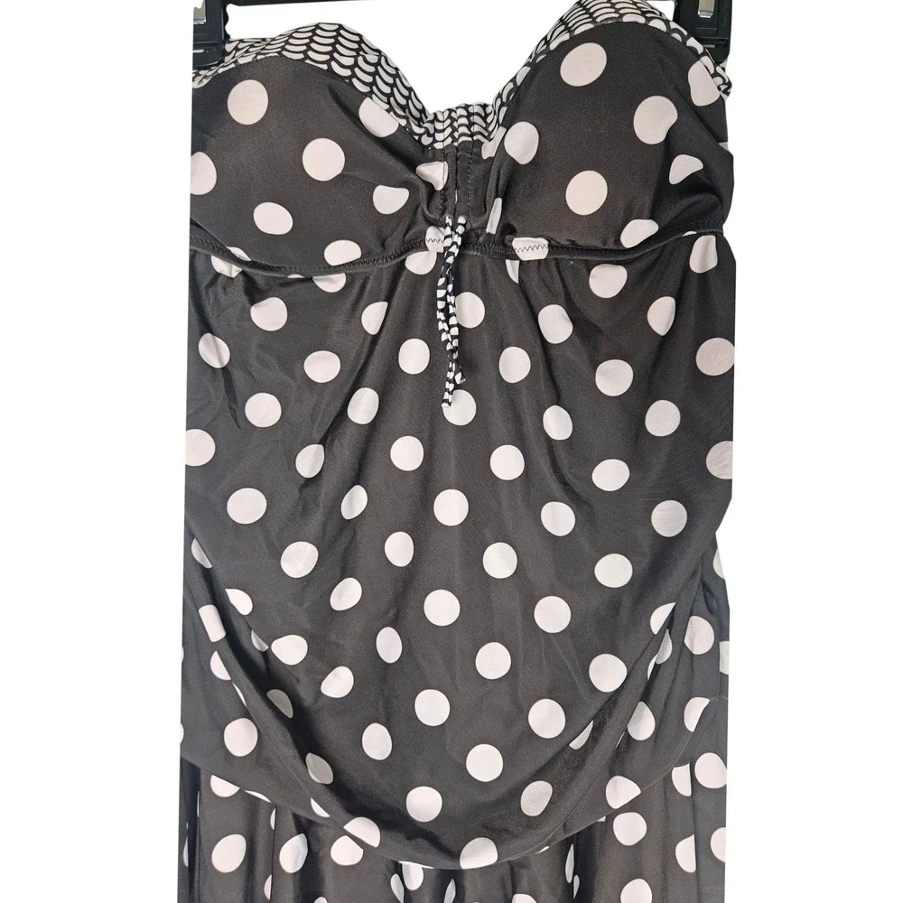 Polka Dot Retro Swim Top Dress Cover Up Plus Size XXL Padded Sweetheart Neck - Picture 3 of 8